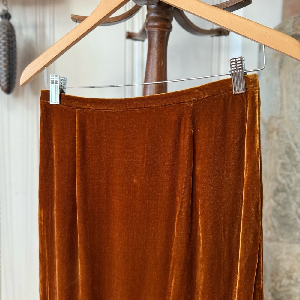 Silk Blend Copper Tone Velvet Skirt Small - Picture 3 of 6